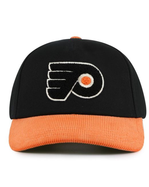 American Needle Black/orange Philadelphia Flyers Burnett Adjustable Hat for men