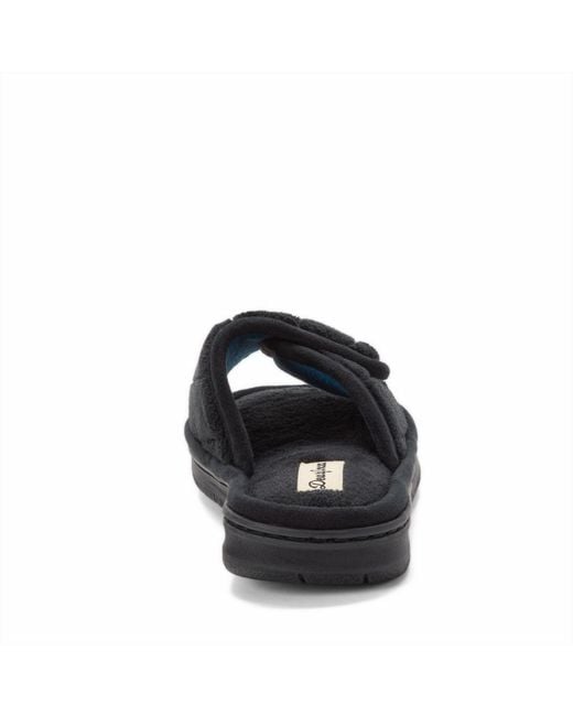 Dearfoams Black Mickey Terry Adjustable Slides