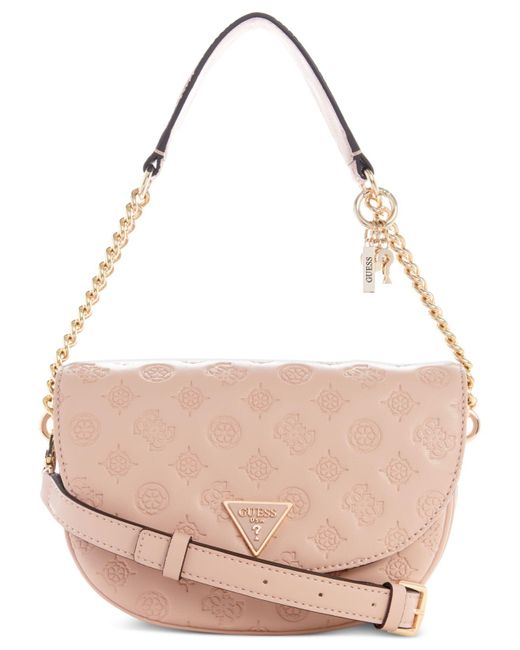 Guess La Femme Puffy Peony Logo Small Flap Shoulder Bag in Pink | Lyst