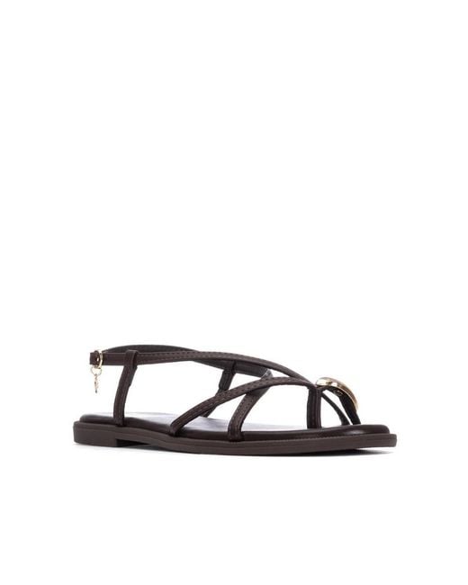 Xti Brown Flat Strappy Sandals
