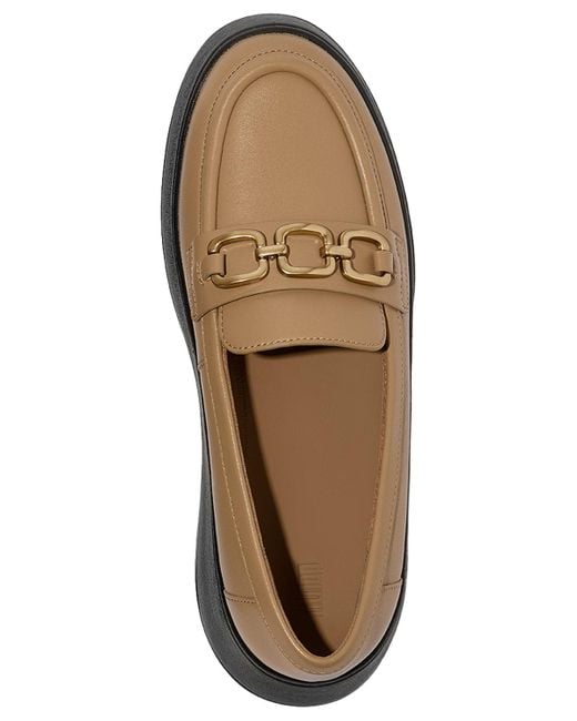 Fitflop Brown F-mode Square-chain Leather Loafers