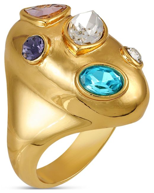 Guess Gold-tone Multicolor Mixed Crystal Statement Ring in Metallic | Lyst