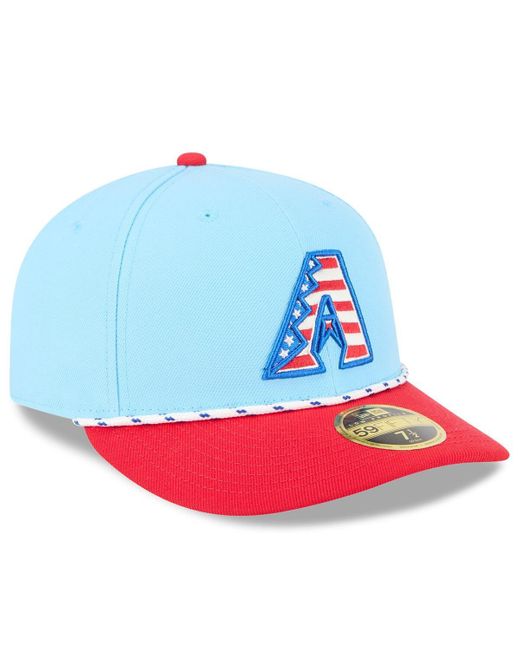 KTZ Light Blue/red Arizona Diamondbacks 2025 Fourth Of July Low Profile 59fifty Fitted Hat for men