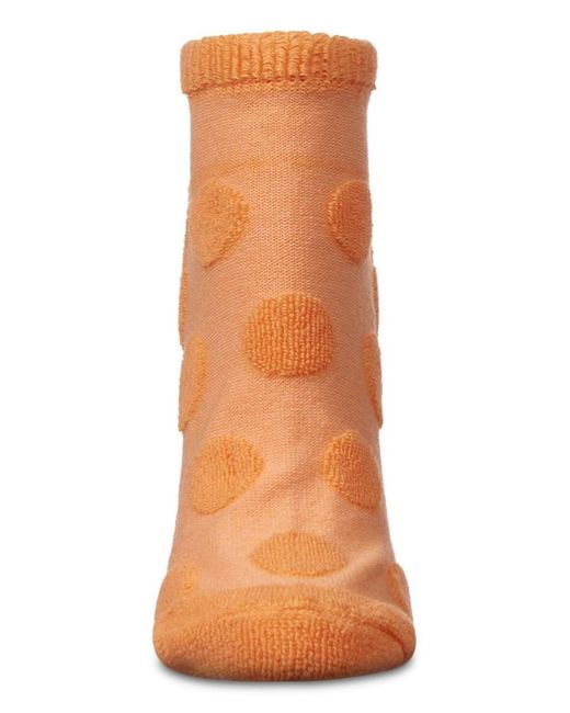 Memoi Orange Terry Dot Low Cut Socks