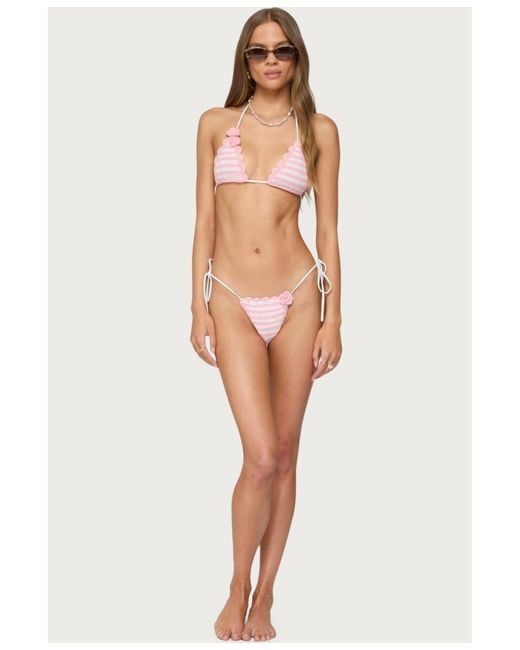 Edikted Pink Azalea Crochet String Bikini Bottom