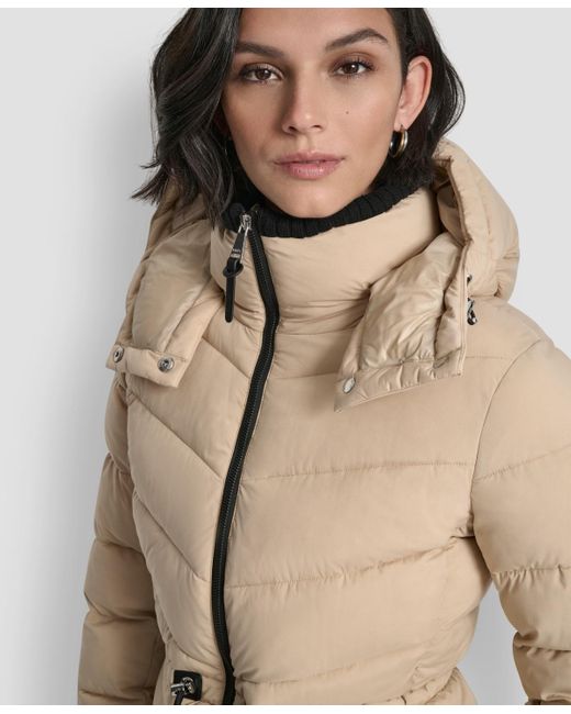 DKNY Natural Shine Hooded Anorak Puffer Coat