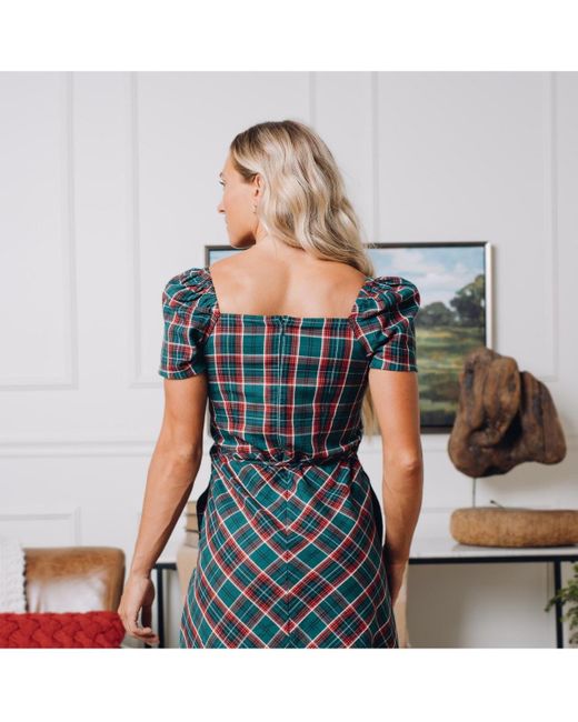 Hope & Henry Blue Short Sleeve Sweetheart Dress