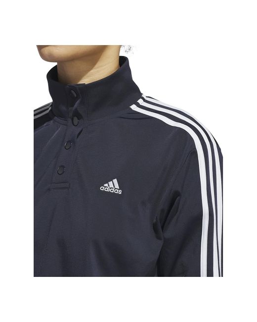Adidas Blue Quarter-snap-up Tricot Pullover Top