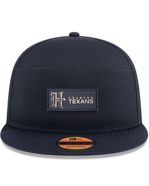 KTZ Blue Houston Texans 2025 Sideline H-town Split Panel 9fifty Snapback Hat for men