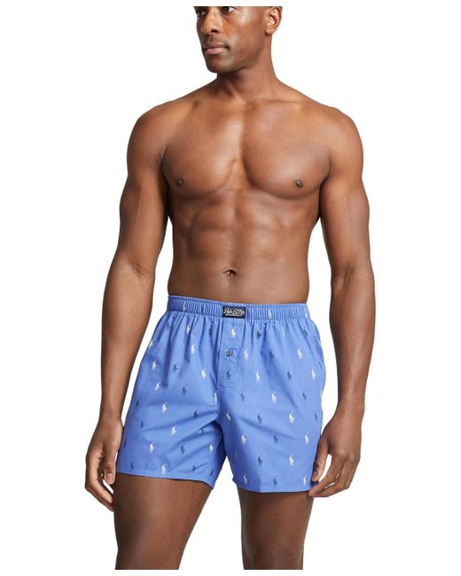 Polo Ralph Lauren Blue Printed Woven Boxer Shorts for men