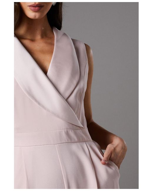 Coast Pink Crepe V-neck Wrap Wide Leg Jumpsuit