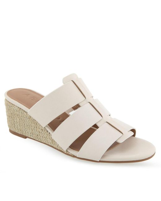 Aerosoles White Wilma Slip-on Wedge Sandals