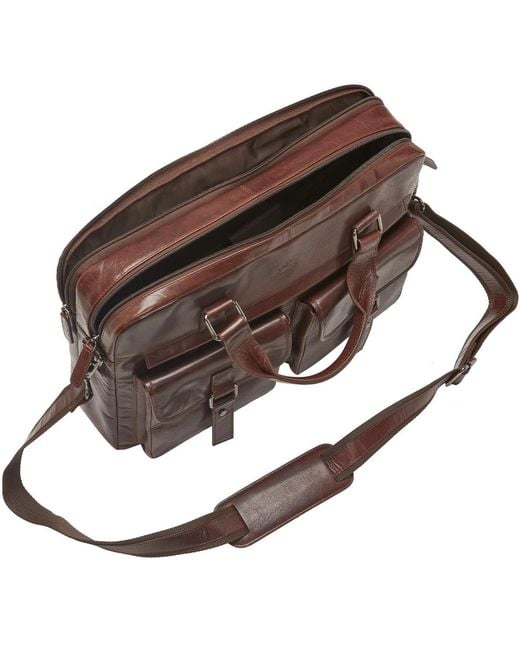 Mancini Brown Buffalo Briefcase for men