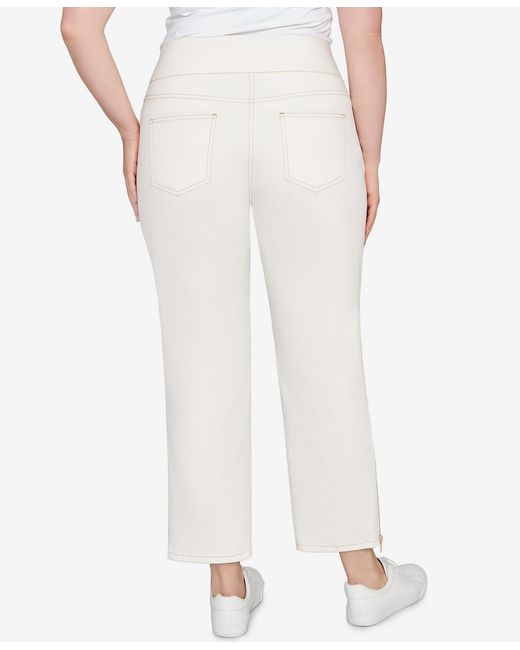 Ruby Rd White Plus Size Zipper Hem Pull On Pants