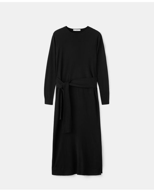 Mango Knot Knitted Dress in Black | Lyst