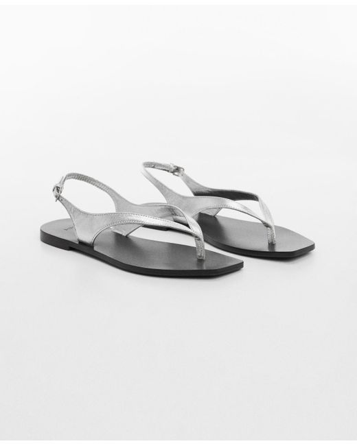 Mango Metallic Leather Straps Sandals