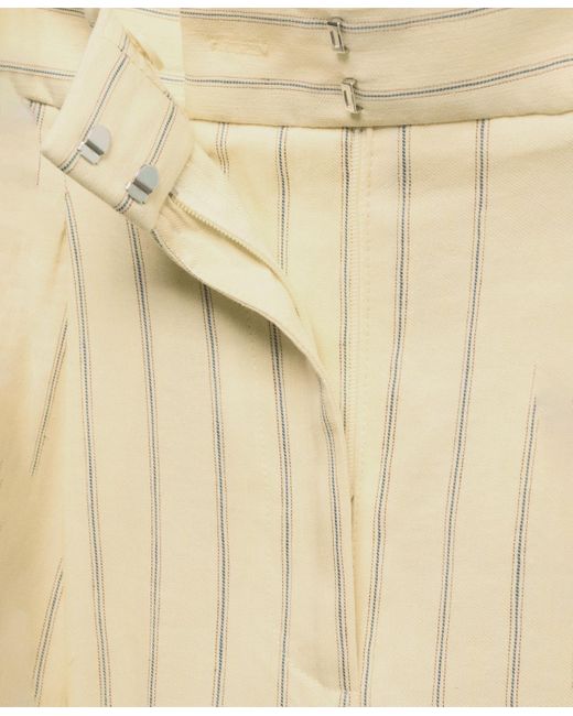 Mango Natural Striped Linen-blend Pants