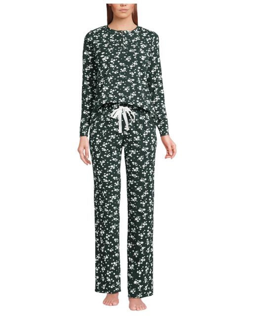 Lands' End Women's Green Knit Piece Pajama Set