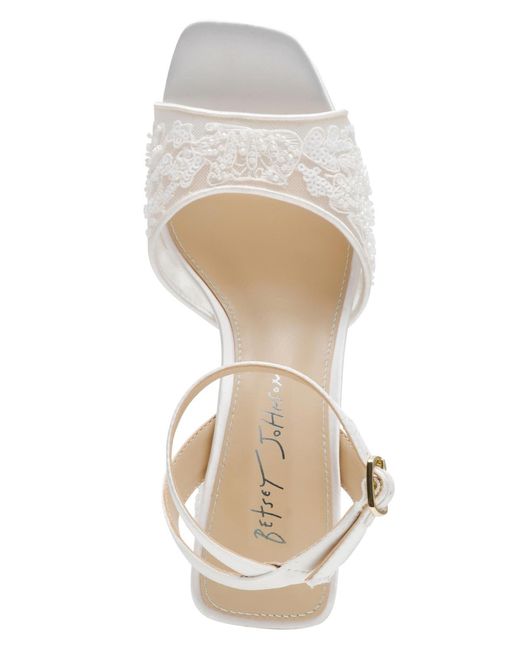 Betsey Johnson Junie Ankle Strap Dress Sandals in White | Lyst