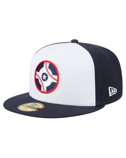 KTZ Blue White/navy Indianapolis Indians Authentic Collection 59fifty Fitted Hat for men