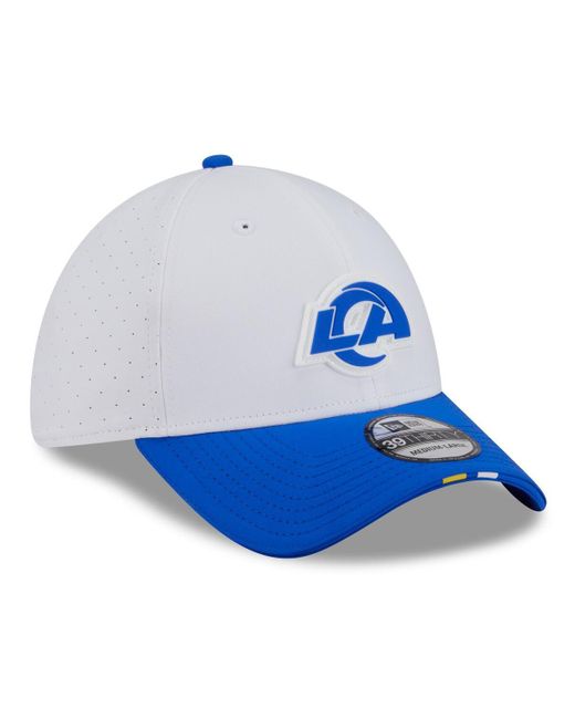 KTZ Blue White/royal Los Angeles Rams 2025 Nfl Training Camp 39thirty Flex Hat for men