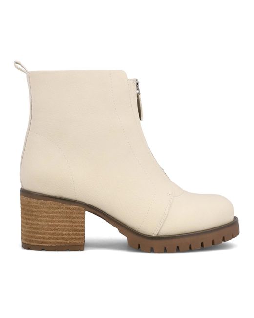 MIA Natural Fabiola Front Zip Stacked Heel Ankle Booties