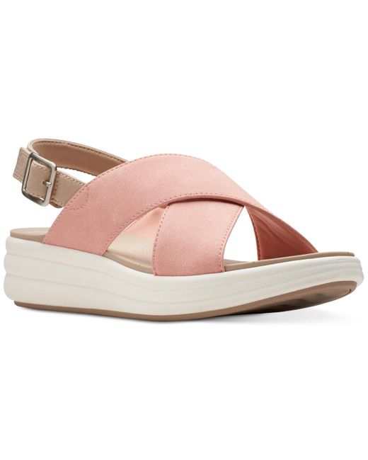 Clarks Pink Drift Sun Slip-on Slingback Wedge Sandals