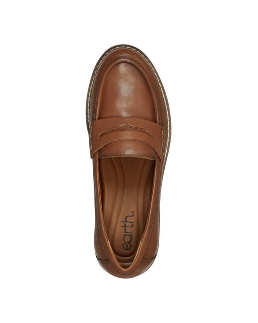Earth Brown Javas Slip-on Penny Loafers