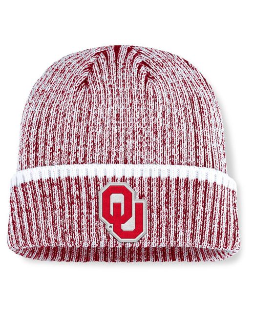 Fanatics Red Crimson/white Oklahoma Sooners Haze Cuffed Knit Hat for men