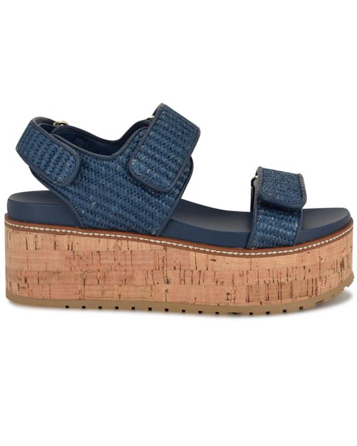 Nine West Blue Heavin Woven Platform Wedge Sandals