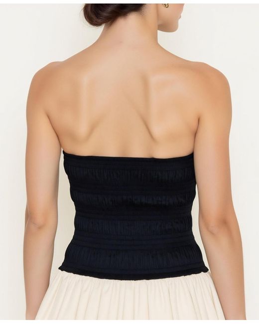 Modenaire Blue Strapless Smocked Bodice Bubble Hem Mini Dress
