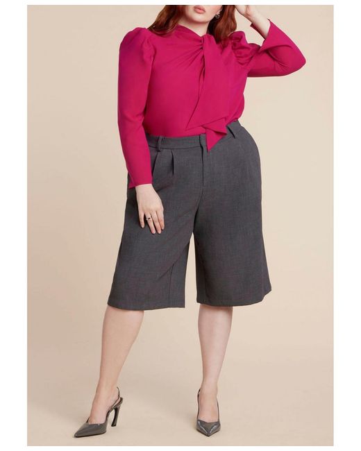 Eloquii Red Plus Size Drape Front Blouse