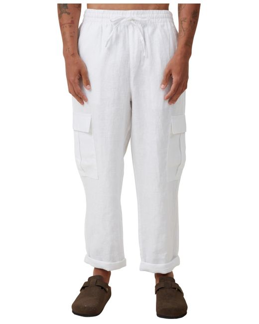 Cotton On White Cargo Linen Pant for men