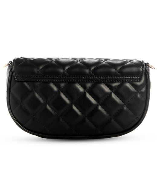 Guess Black Tinsley Small Quilted Flap Shoulder Bag