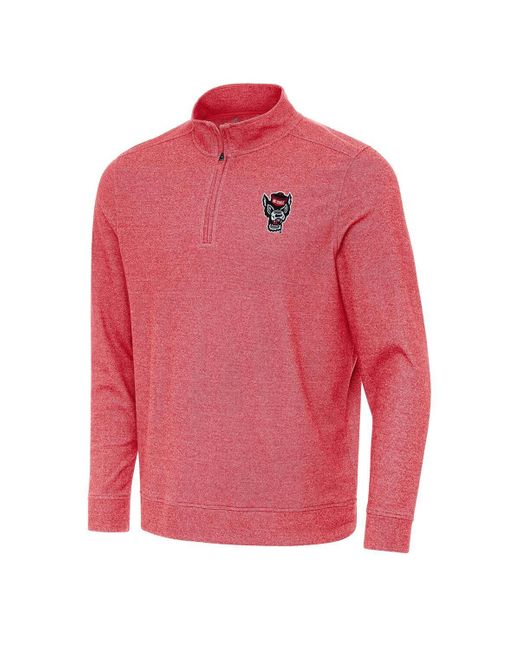 Antigua Pink Nc State Wolfpack Subtle Quarter-zip Sweatshirt for men