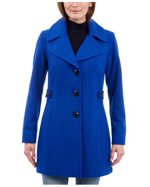 Anne Klein Blue Single-breasted Peacoat