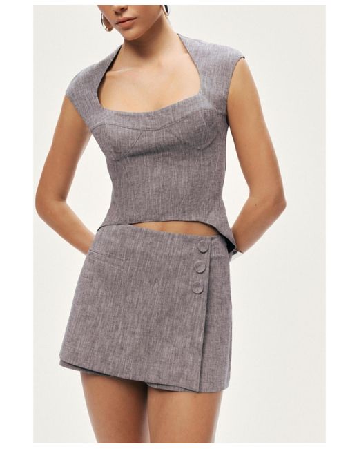Nocturne Gray Open-back Tailored Top