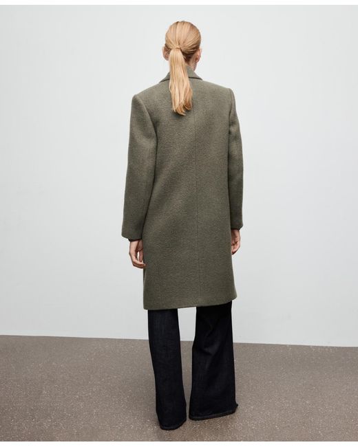 Mango Green Double-breasted Wool Coat