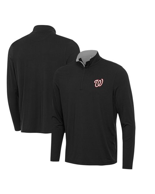 Antigua Black Washington Nationals Content Quarter-zip Sweatshirt for men