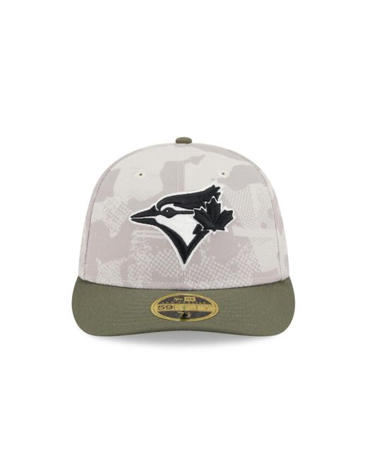 KTZ Metallic Light Beige/olive Toronto Blue Jays 2025 Armed Forces Day Low Profile 59fifty Fitted Hat for men