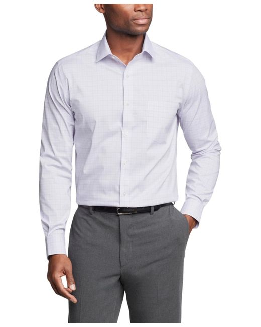 Van Heusen Gray Regular Fit Ultra Wrinkle Resistant Flex Collar Dress Shirt for men