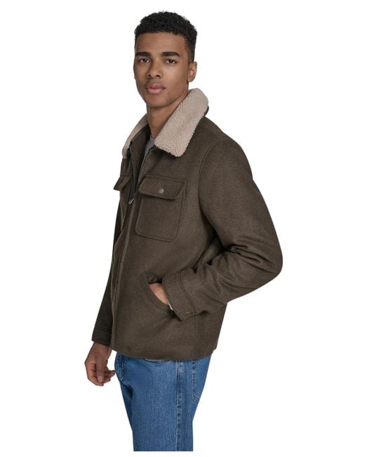 Levi's Brown Wool Blend Depot Sherpa Collar Jacket for men