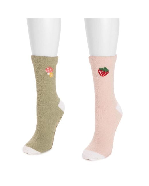 Muk Luks White Cozy Compression With Grippers 2 Pack