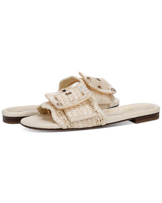 Sam Edelman White Bambi Raffia Buckle Slide Sandals