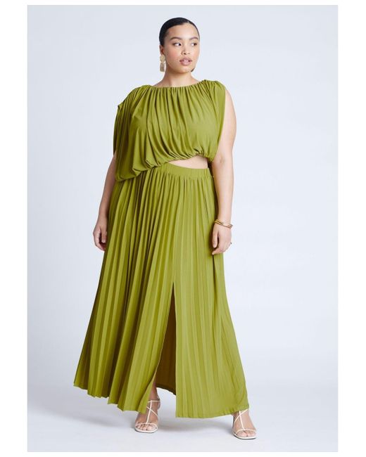 Eloquii Green Plus Size Asym Bodice Maxi Dress