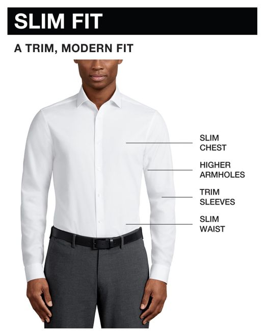 Calvin Klein White Steel+ Slim Fit Stretch Wrinkle Free Dress Shirt for men