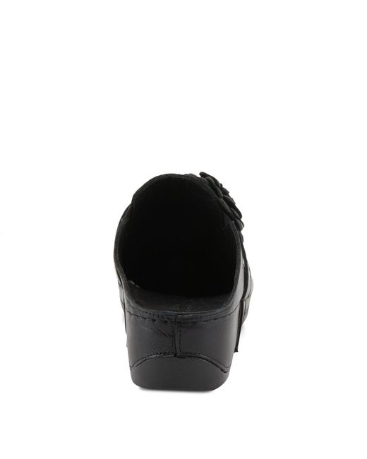 Spring Step Black Lilybean Leather Perforated Clogs