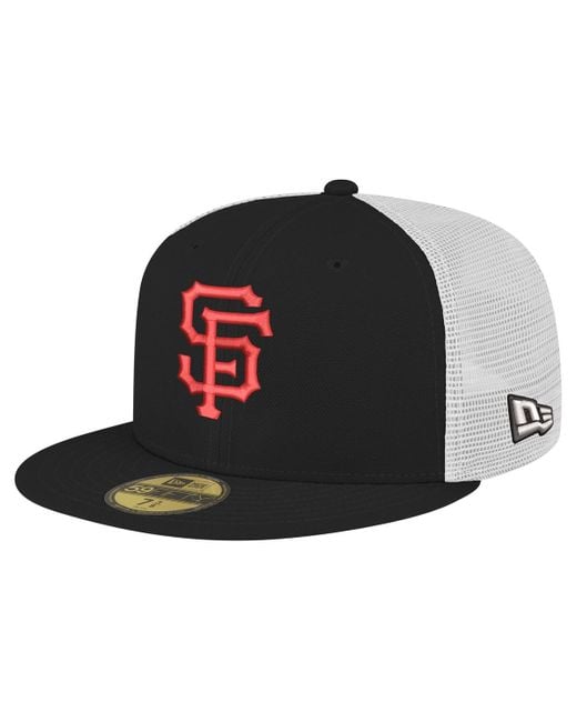 KTZ Black San Francisco Giants Team Color 59fifty Trucker Fitted Hat for men