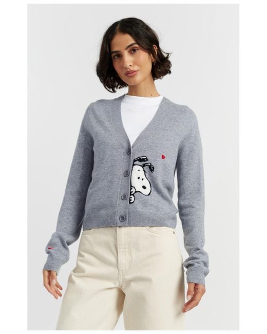Chinti & Parker Blue Wool Cashmere Snoopy Peek Cardigan