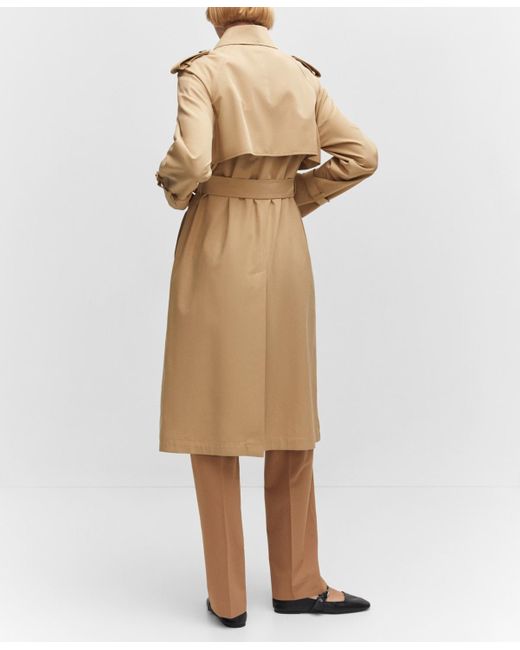 Mango Belt Flowy Trench Coat in Natural | Lyst